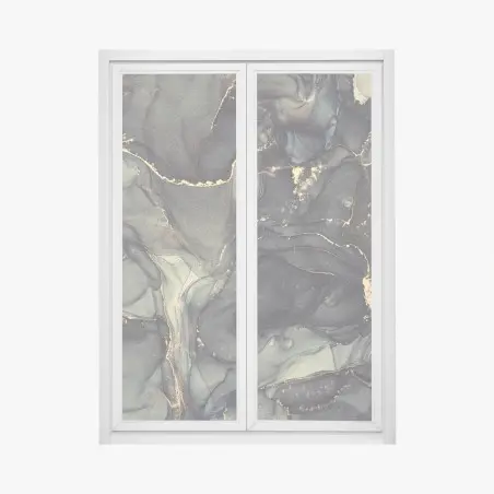 Pegatina para ventana arte abstracto líquido en tonos gris y dorado – Pixers®