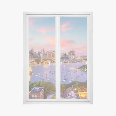Pegatina para ventana atardecer en Sydney: horizonte vibrante sobre la bahía – Pixers®