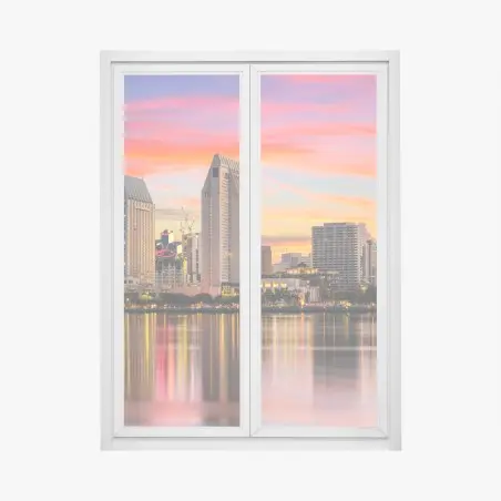Pegatina para ventana crepúsculo urbano sobre San Diego – Pixers®