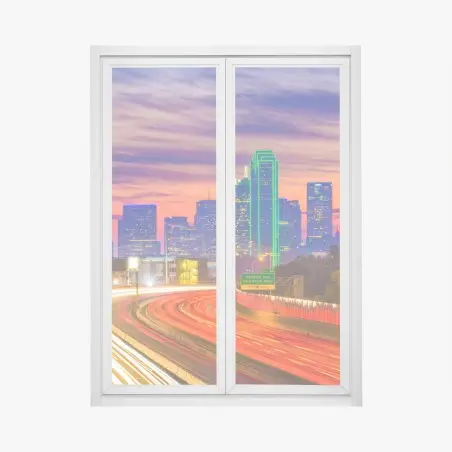 Pegatina para ventana atardecer vibrante sobre Dallas – Pixers®