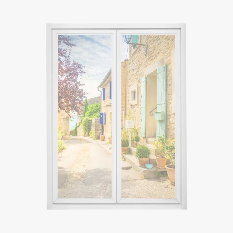 Pegatina para ventana calle provenzal bañada por el sol
