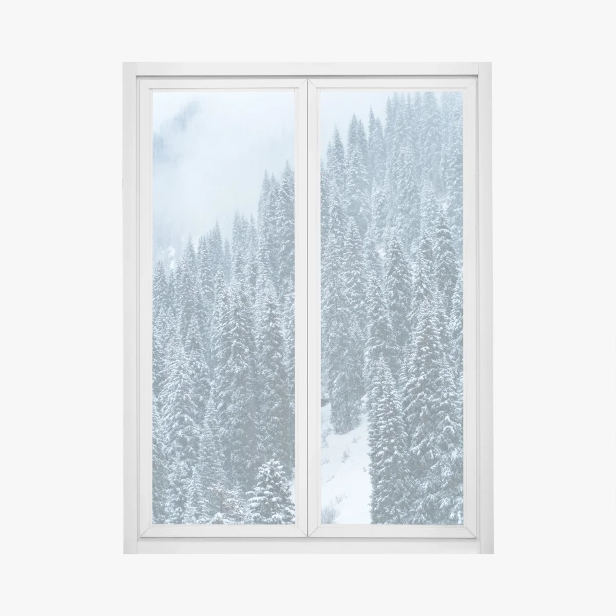 Pegatina para ventana bosque de pinos nevados en montaña neblinosa – Pixers® Pegatina para ventana bosque de pinos nevados en montaña neblinosa – Pixers®