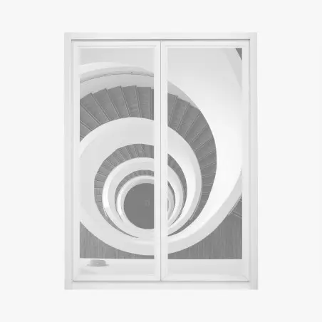Pegatina para ventana escalera en espiral vista desde arriba – Pixers®