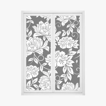 Pegatina para ventana motivo floral elegante en blanco y negro – Pixers®