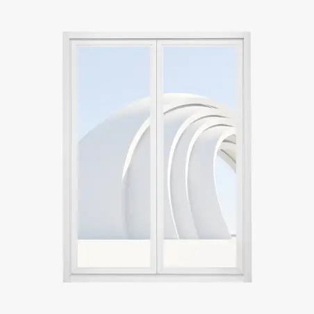 Pegatina para ventana arcos curvos minimalistas en blanco y azul – Pixers®