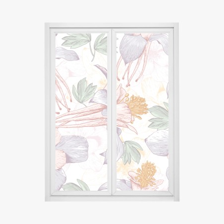 Pegatina para ventana diseño floral vintage en tonos pastel – Pixers®