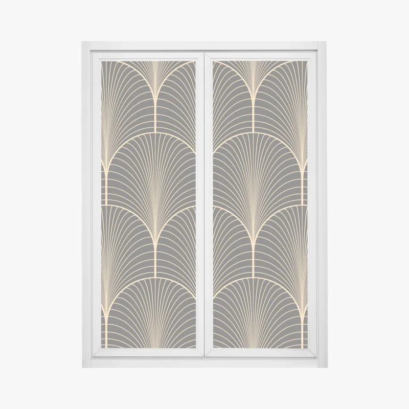 Pegatina para ventana patrón art déco dorado sobre fondo negro