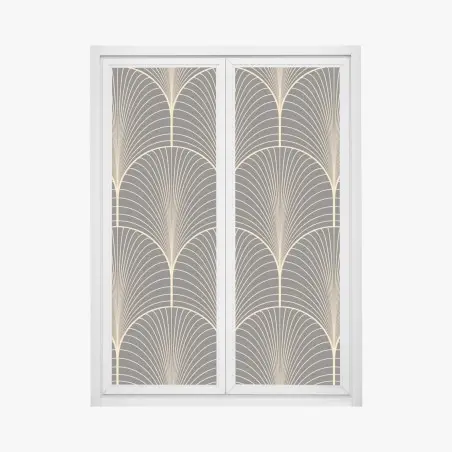 Pegatina para ventana patrón art déco dorado sobre fondo negro – Pixers®