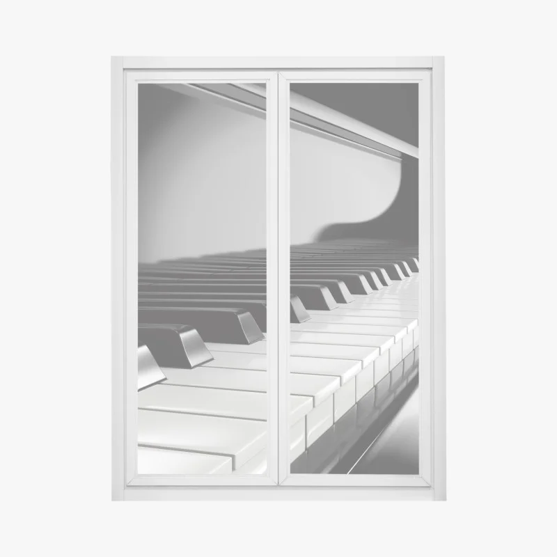 Pegatina para ventana teclas de piano en blanco y negro