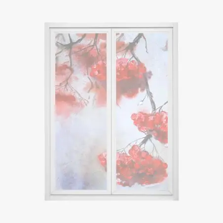 Pegatina para ventana ramas con bayas rojas en acuarela – Pixers®