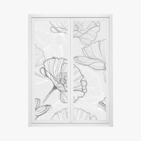 Pegatina para ventana estampado de amapolas en líneas minimalistas – Pixers®