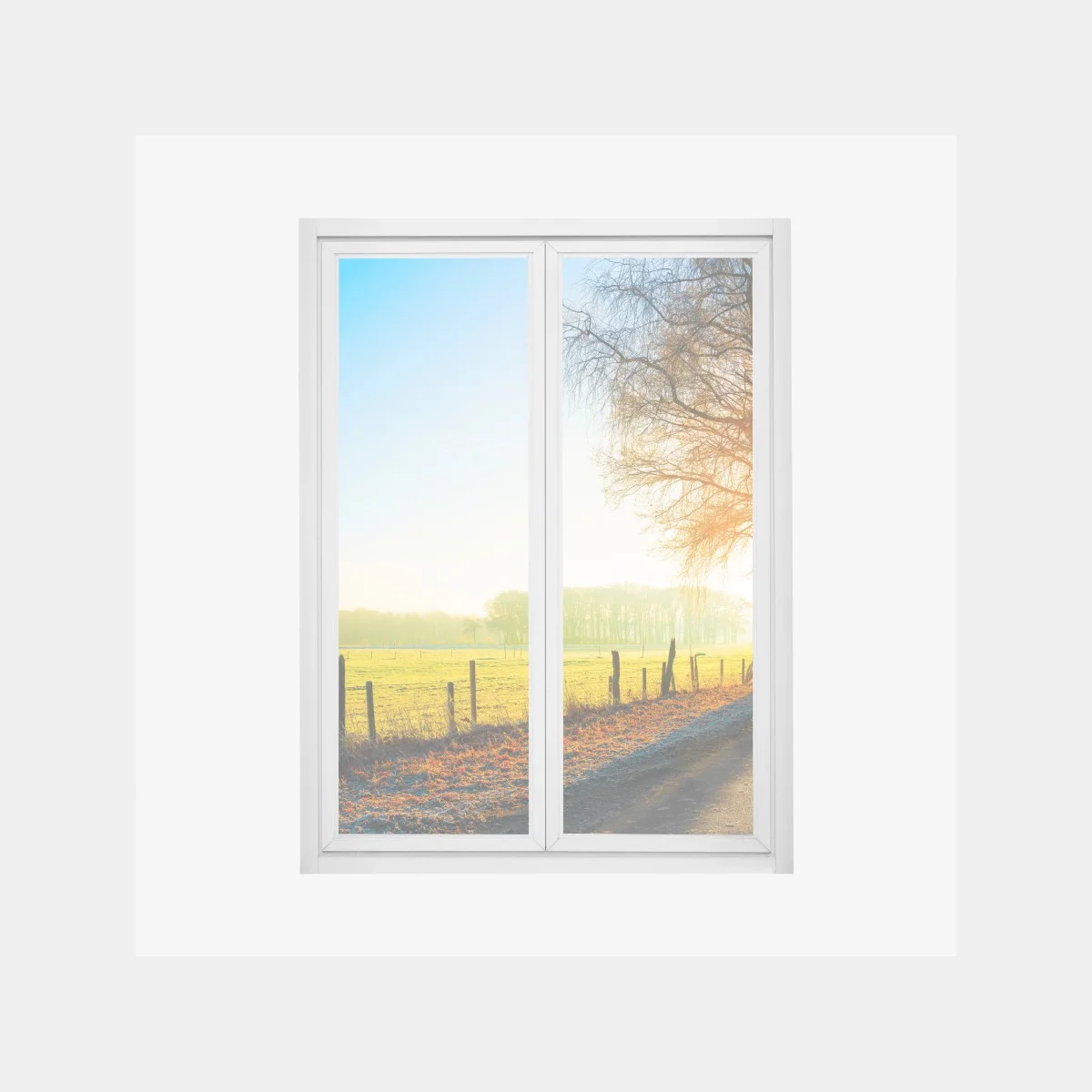 Pegatina para ventana camino rural al amanecer con luz dorada – Pixers® Pegatina para ventana camino rural al amanecer con luz dorada – Pixers®
