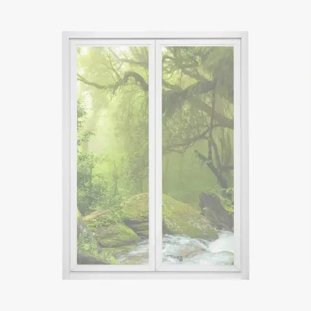 Pegatina para ventana remanso verde en bosque húmedo – Pixers®
