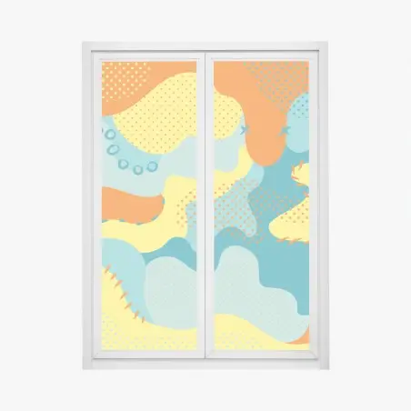 Pegatina para ventana composición abstracta en tonos vivos – Pixers®