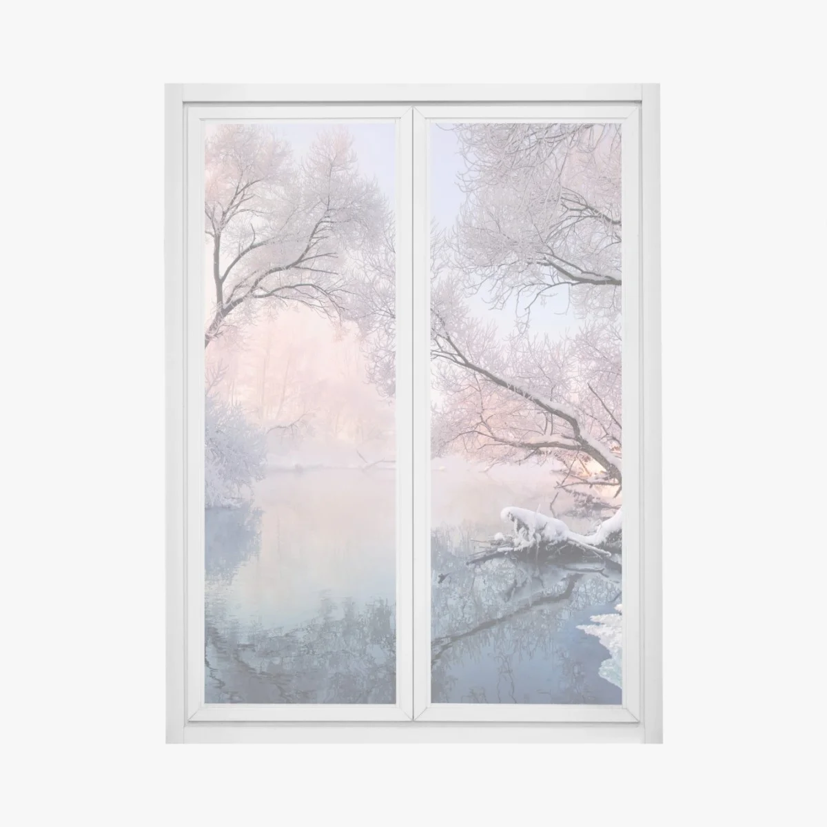 Pegatina para ventana amanecer nevado junto al río – Pixers® Pegatina para ventana amanecer nevado junto al río – Pixers®