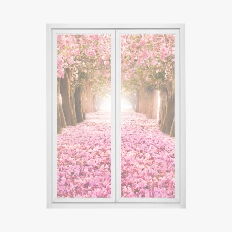 Pegatina para ventana túnel de cerezos en flor – Pixers®