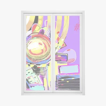 Pegatina para ventana estallido abstracto en tonos vibrantes – Pixers®