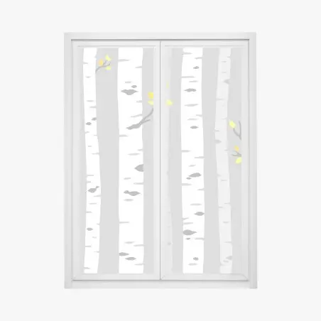Pegatina para ventana bosque de abedules minimalista con hojas amarillas – Pixers®