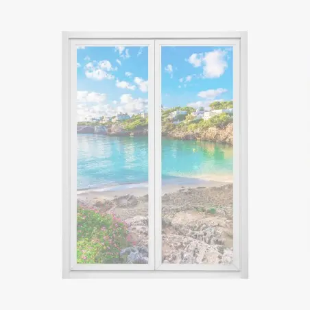 Pegatina para ventana amanecer en Cala Esmeralda, Mallorca – Pixers®