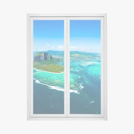 Pegatina para ventana panorama aéreo de Le Morne Brabant, Mauricio – Pixers®