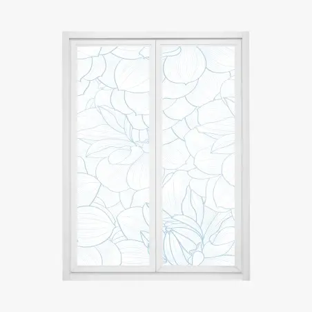 Pegatina para ventana estampado floral en líneas azules y delicadas – Pixers®