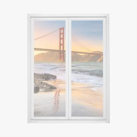 Pegatina para ventana puesta de sol sobre el Golden Gate en San Francisco – Pixers®