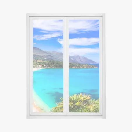 Pegatina para ventana bahía turquesa y acantilados mediterráneos – Pixers®
