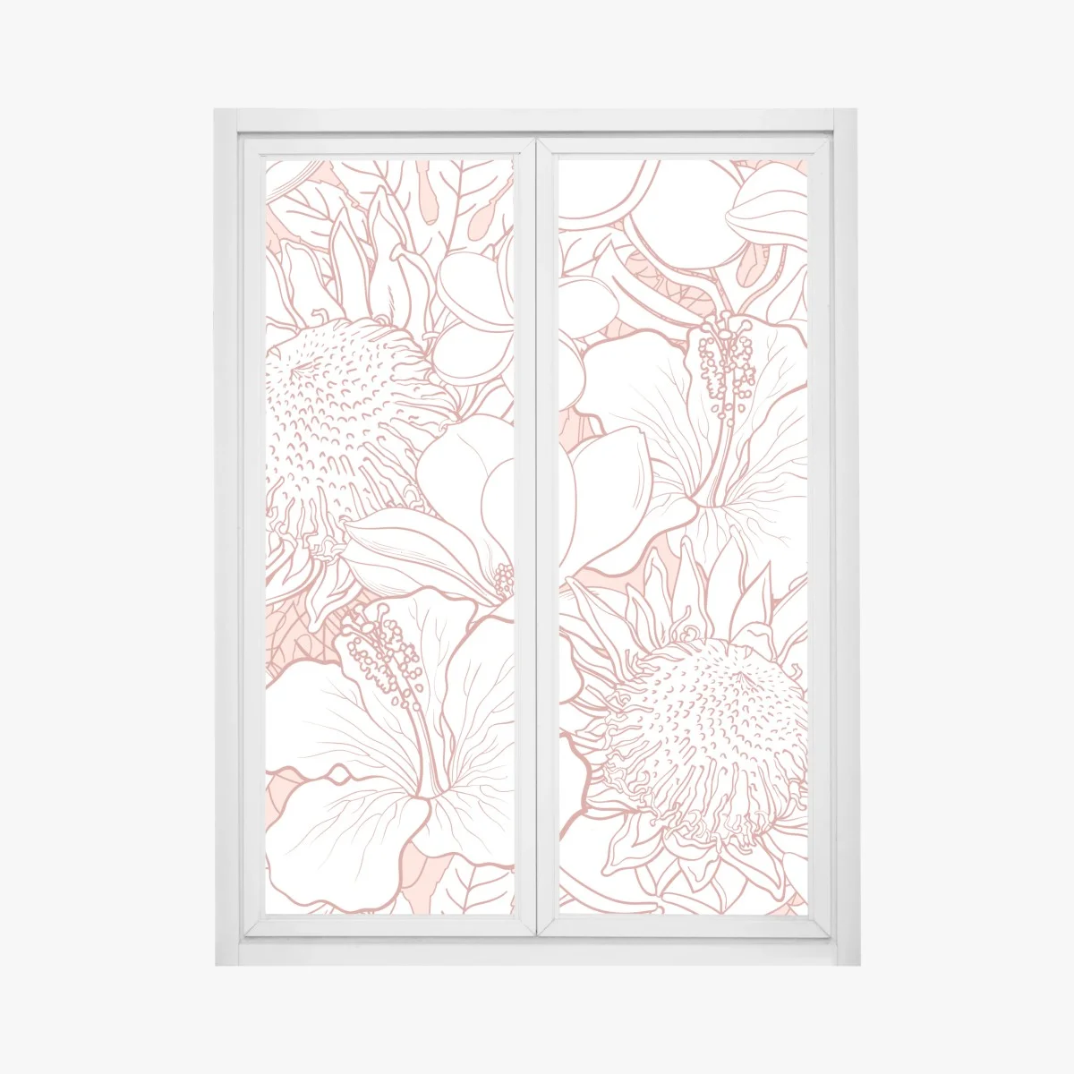 Pegatina para ventana patrón floral tropical en coral y blanco – Pixers® Pegatina para ventana patrón floral tropical en coral y blanco – Pixers®