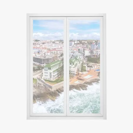 Pegatina para ventana vistas costeras de ciudad y acantilados – Pixers®