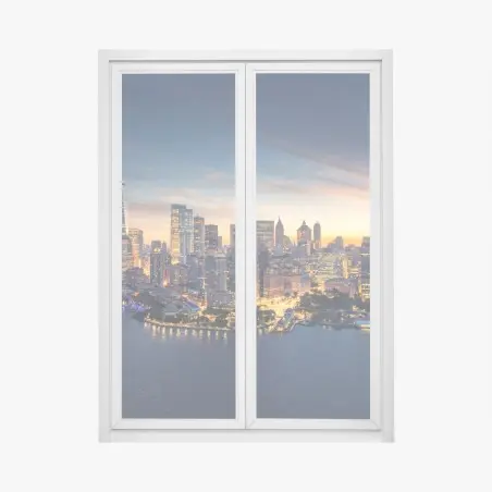 Pegatina para ventana amanecer en Manhattan: panorámica urbana de Nueva York – Pixers®