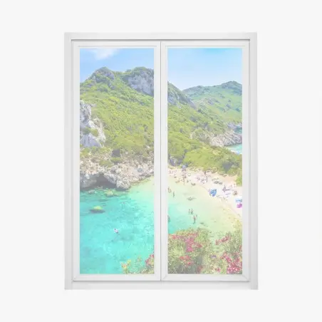 Pegatina para ventana oasis turquesa en Porto Timoni, Corfú – Pixers®