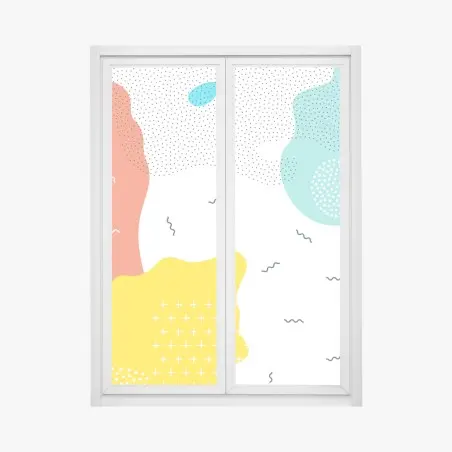 Pegatina para ventana composición abstracta de formas orgánicas y colores vibrantes – Pixers®