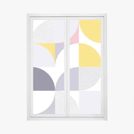 Pegatina para ventana diseño geométrico en tonos pastel y formas curvas – Pixers®