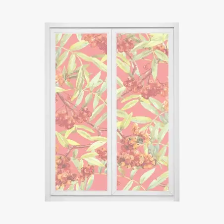 Pegatina para ventana serbal en acuarela sobre fondo coral – Pixers®