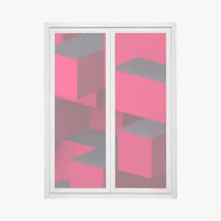 Pegatina para ventana diseño geométrico tridimensional en rojo y negro – Pixers®