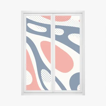 Pegatina para ventana diseño orgánico en tonos coral y azul marino – Pixers®