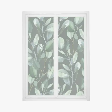 Pegatina para ventana follaje de eucalipto en acuarela sobre fondo verde oscuro – Pixers®