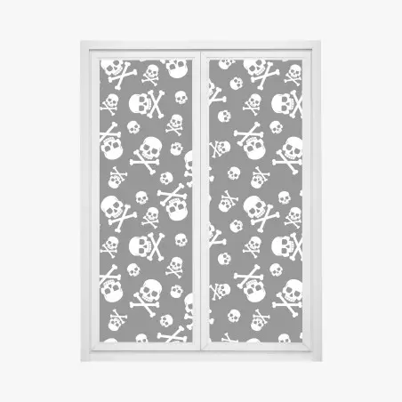 Pegatina para ventana patrón de calaveras en blanco y negro – Pixers®