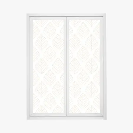 Pegatina para ventana patrón de hojas doradas sobre fondo blanco – Pixers®
