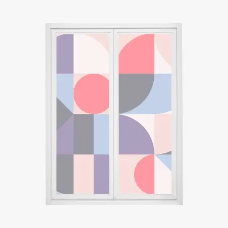 Pegatina para ventana composición geométrica en tonos pastel y vivos – Pixers®