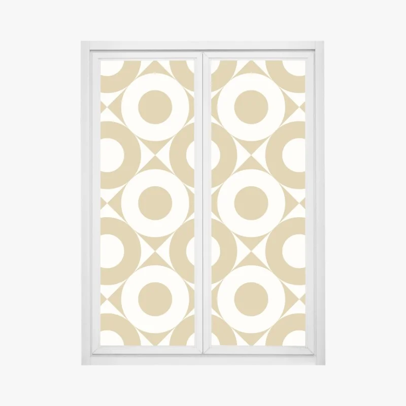 Pegatina para ventana patrón geométrico retro de círculos beige