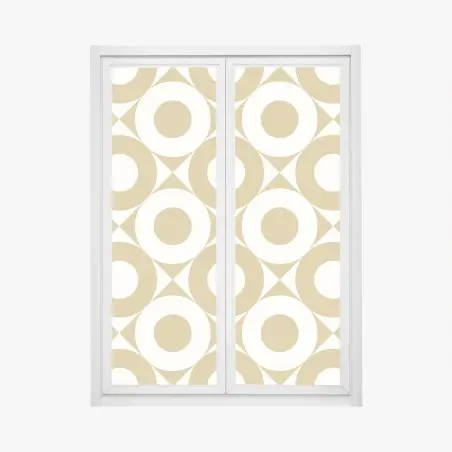 Pegatina para ventana patrón geométrico retro de círculos beige – Pixers®