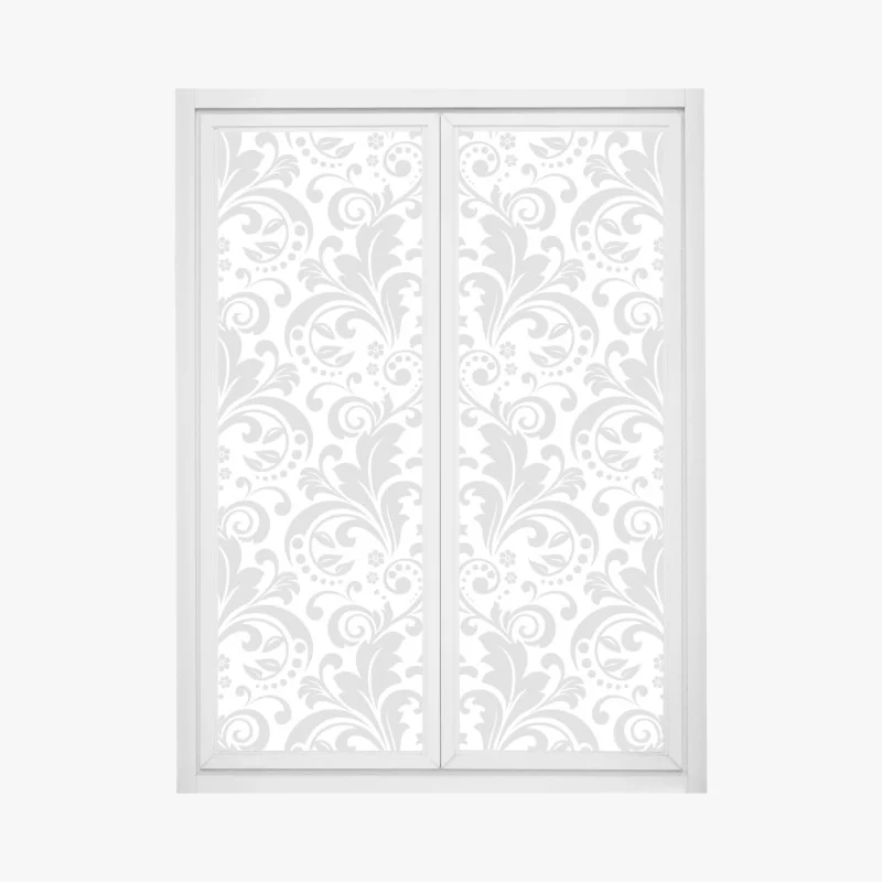 Pegatina para ventana diseño damasco gris y blanco elegante