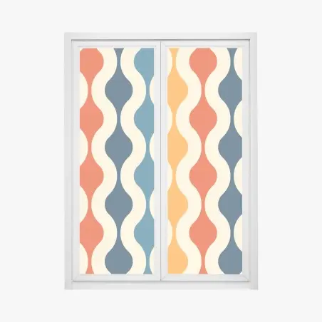 Pegatina para ventana patrón geométrico retro ondulado multicolor – Pixers®