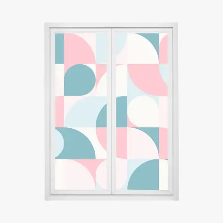 Pegatina para ventana mosaico geométrico en tonos pastel – Pixers®