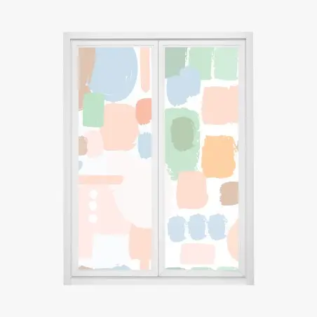 Pegatina para ventana patrón abstracto de manchas y pinceladas en tonos pastel – Pixers®