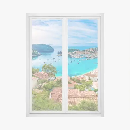 Pegatina para ventana vistas panorámicas de Puerto de Sóller, Mallorca – Pixers®