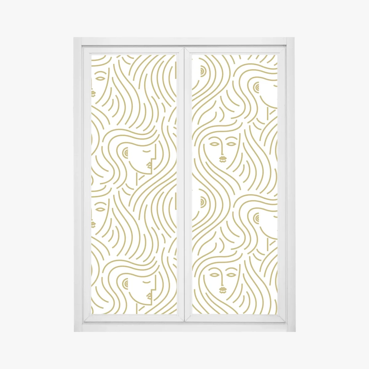 Pegatina para ventana patrón abstracto de rostros femeninos en dorado – Pixers® Pegatina para ventana patrón abstracto de rostros femeninos en dorado – Pixers®