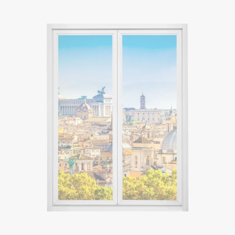 Pegatina para ventana panorama urbano de Roma con cúpulas clásicas