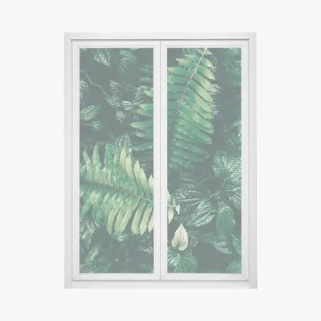 Pegatina para ventana mosaico de hojas tropicales en tonos oscuros – Pixers®